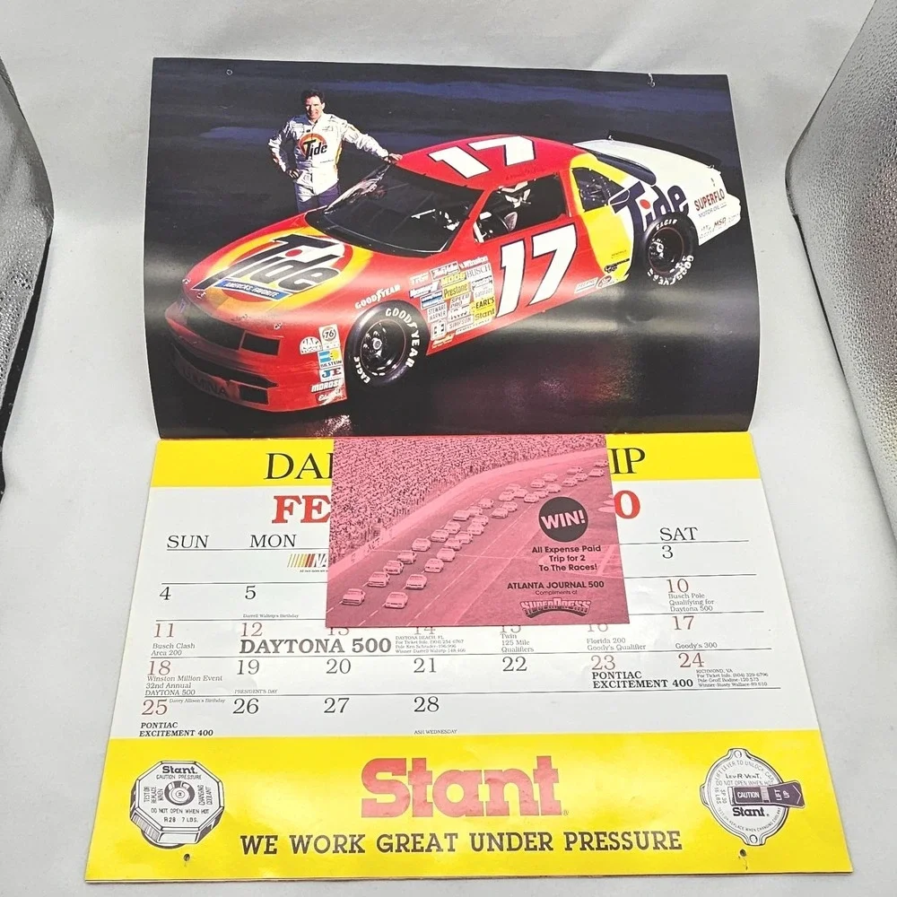 1990 Winston Cup NASCAR Driver Calendar Harry Gant Ken Schrader Geoff Bodine VTG